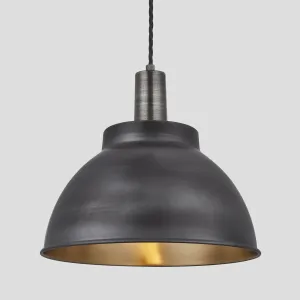 Sleek Dome Pendant - 13 Inch - Pewter & Brass