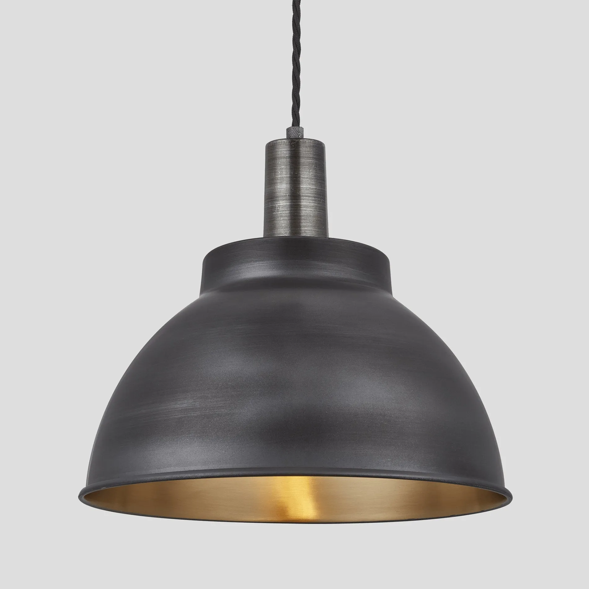 Sleek Dome Pendant - 13 Inch - Pewter & Brass