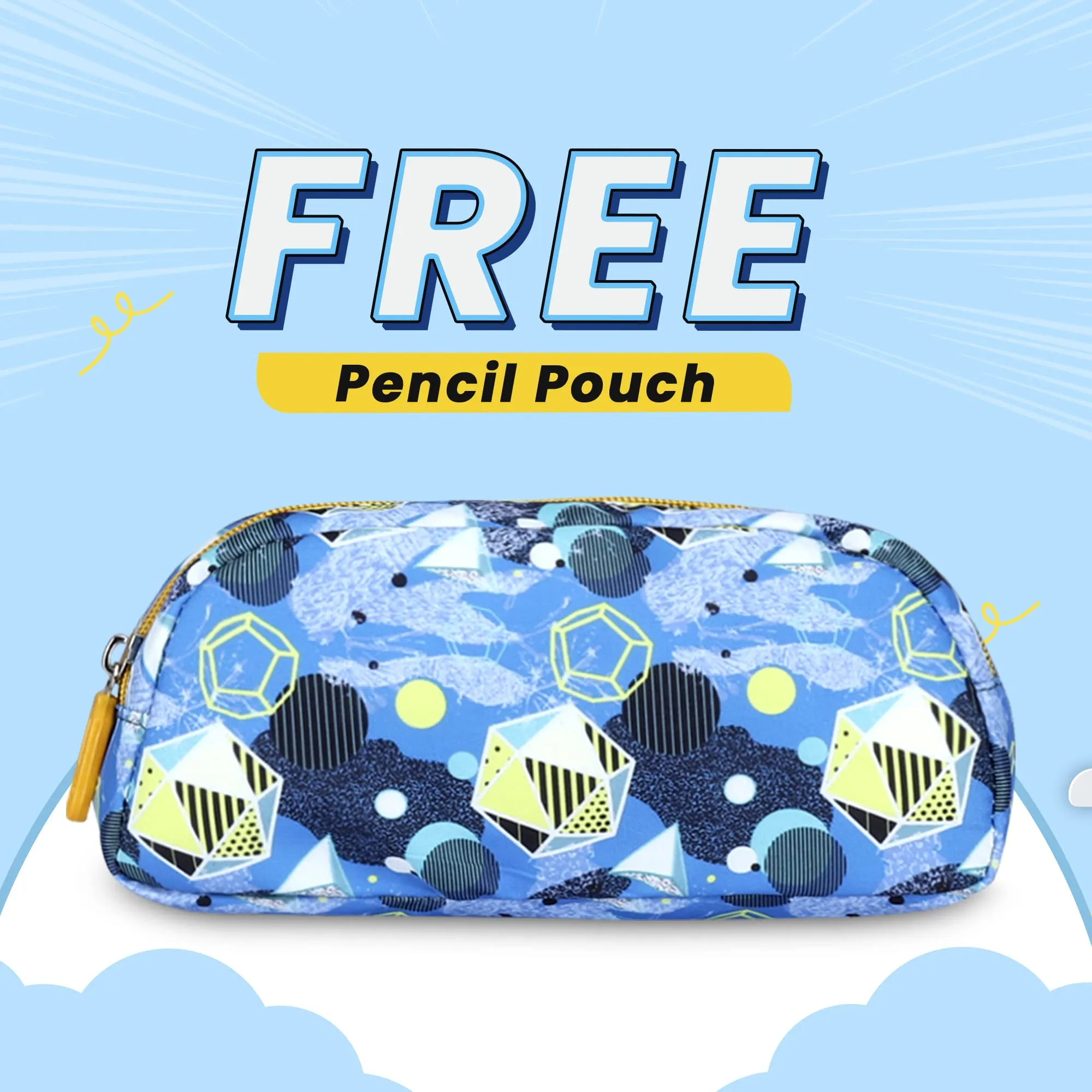 THE CLOWNFISH Brainbox Series Printed Polyester 30 L Standard Backpack With Pencil/Staionery Pouch School Bag Front Cross Zip Pocket Daypack Picnic Bag For Boys & Girls, Age 8-10 Years (Light Blue)