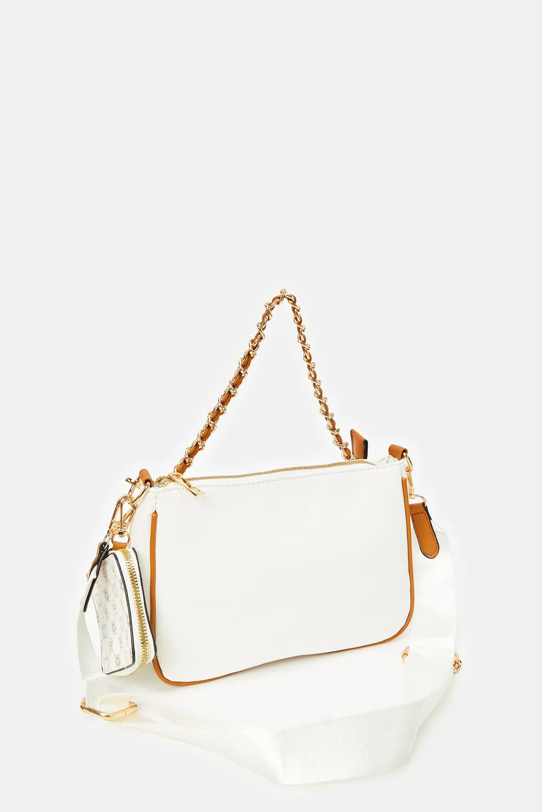 Women Cream Printed Cross Body Bag