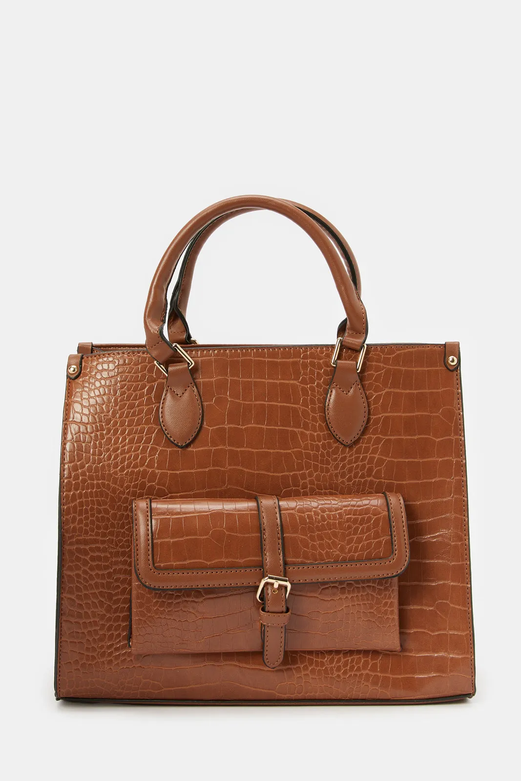 Women Tan Texture Tote Bag